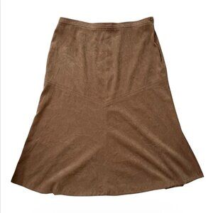Jm Collection Brown Faux Suede Midi A-Line Skirt